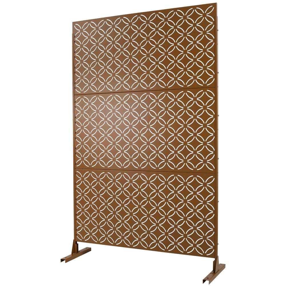 76 in. H x 48 in. W Steel Garden Fence Freestanding Outdoor Privacy Screen in Brown price history on PriceWatchPro