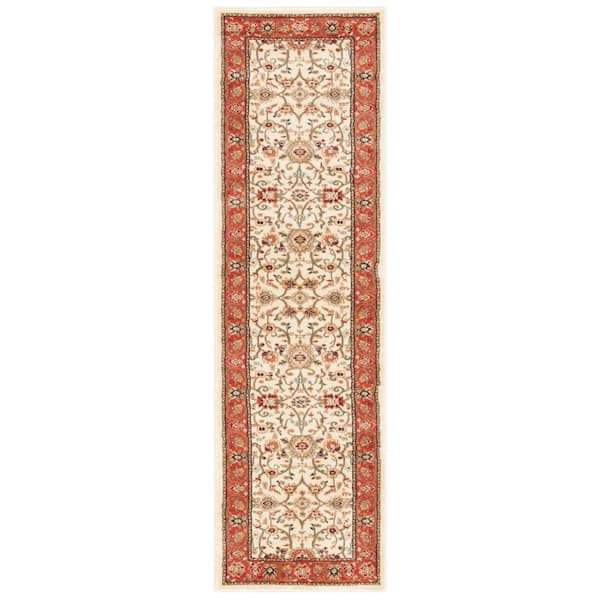 Lyndhurst 2 ft. x 10 ft. Ivory/Rust Floral Runner Rug