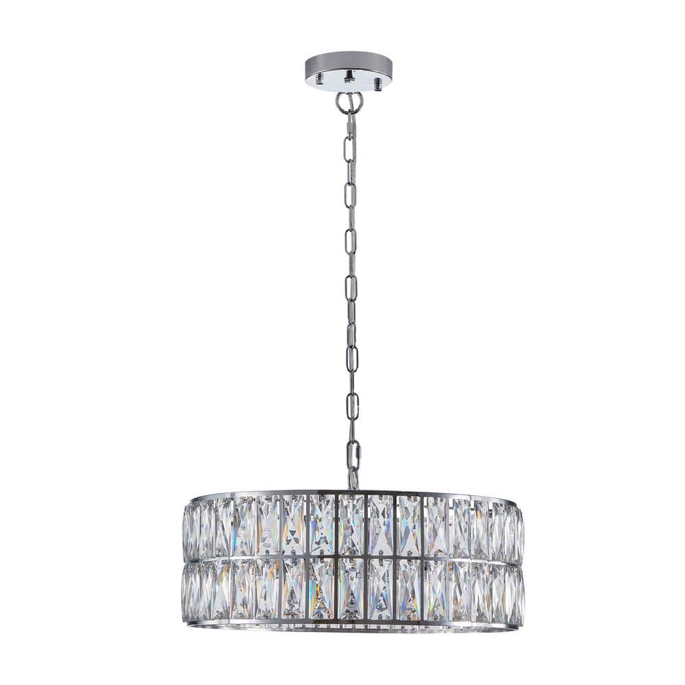 6-Light Pendant Light Fixture with Silver Metal Frame for Living Room(Bulbs