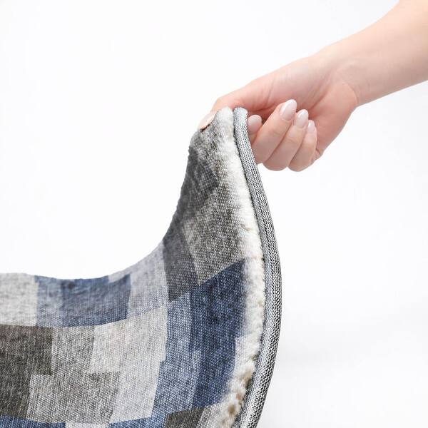 Dream Shag Premium Machine Washable Abstract ADS659 Blue 9 ft. x 12 ft. Area Rug