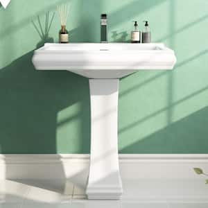 Apex 26.38 in. W x 19.69 in. D White Vitreous China Rectangular Pedestal Combo Bathroom Sink in White