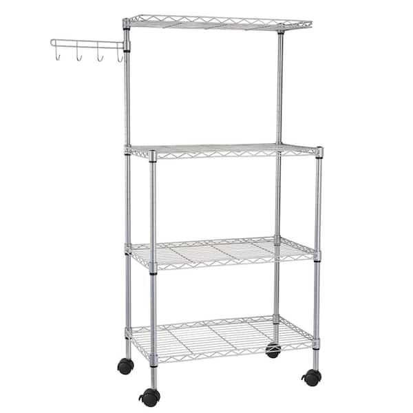Outopee Modern Silver Kitchen Bakers Rack with Shelf 302589546468 - The ...
