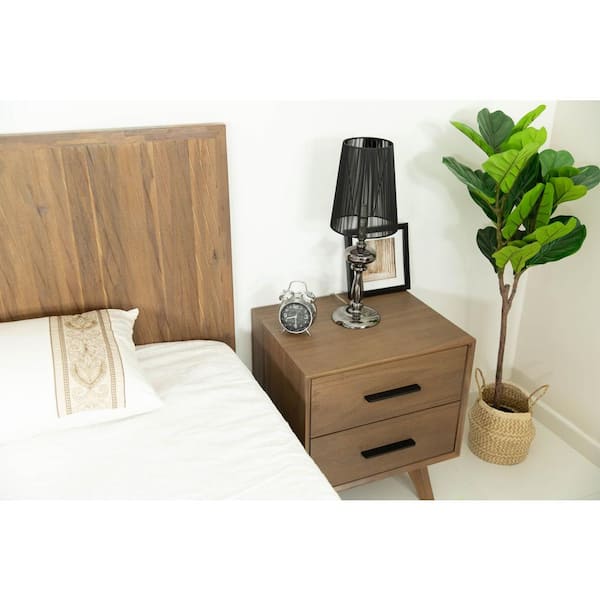 Claire Contemporary Walnut 2 Drawers 21 in. W Nightstand