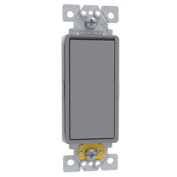 X Series 15 Amp 4-Way Switch Module Rocker Back Wire Light Switch Matte Gray