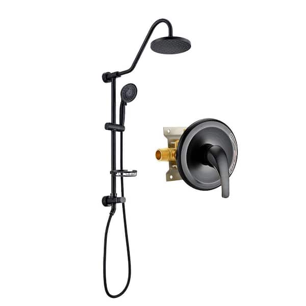 YASINU 5-Spray Wall Slid Bar Round Rain Shower Faucet with Handheld in Oil Rubbed Bronze (Valve Included)
