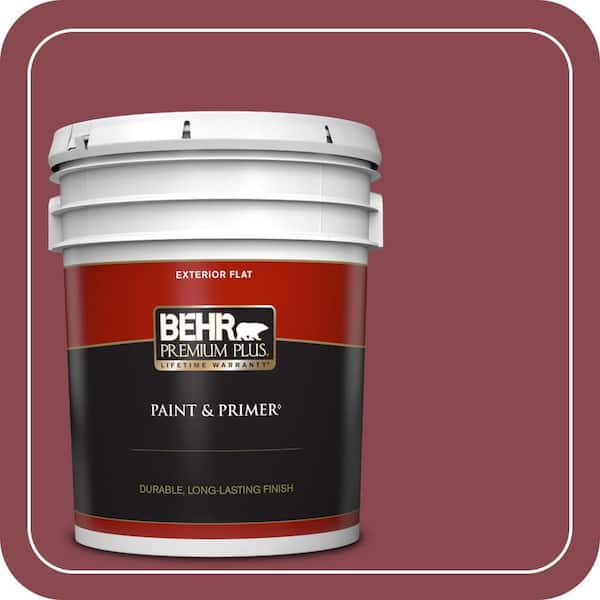 BEHR PREMIUM PLUS 5 gal. #ICC-83 Currant Jam Flat Exterior Paint & Primer