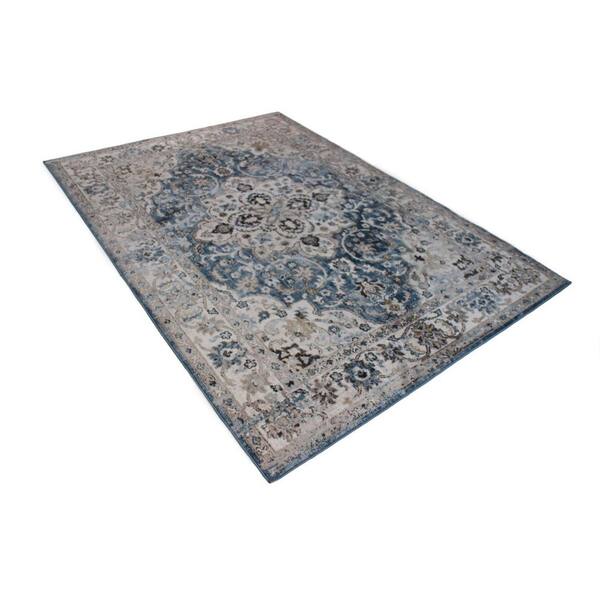 Ashland Blue 9 ft. x 12 ft. (8 ft. 6 in. x 11 ft. 6 in.) Floral Transitional Area Rug