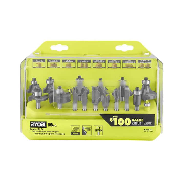 RYOBI Shank Carbide Router Bit Set (15-Piece)