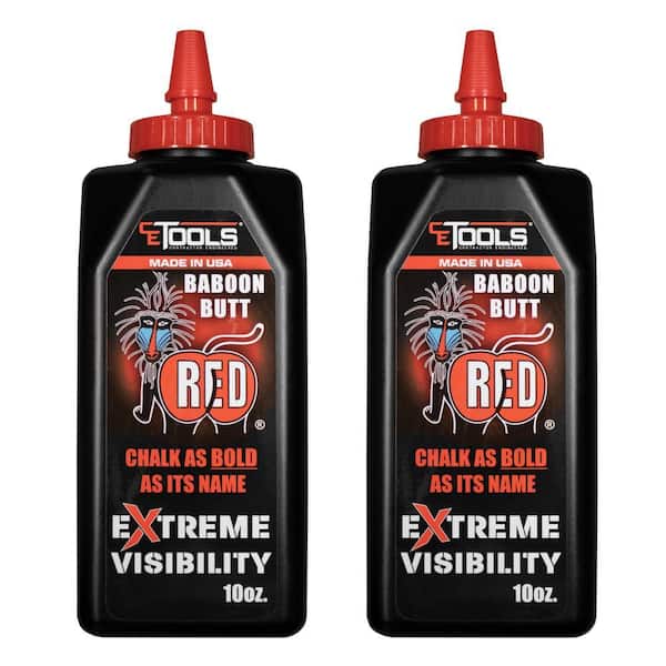 Chalk Reel 10oz. Baboon Butt Red Premium Hydrophobic Water Repellent Marking Chalk 2pk