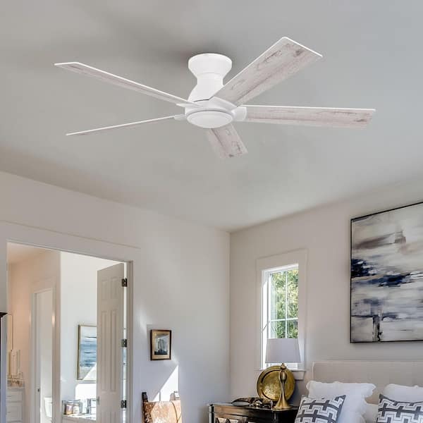 Vetric II 52 in. Indoor White 10-Speed DC Motor Flush Mount Ceiling Fan without light, with Remote Control