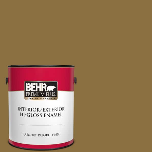 BEHR PREMIUM PLUS 1 gal. #S310-7 Siam Gold Hi-Gloss Enamel Interior/Exterior Paint
