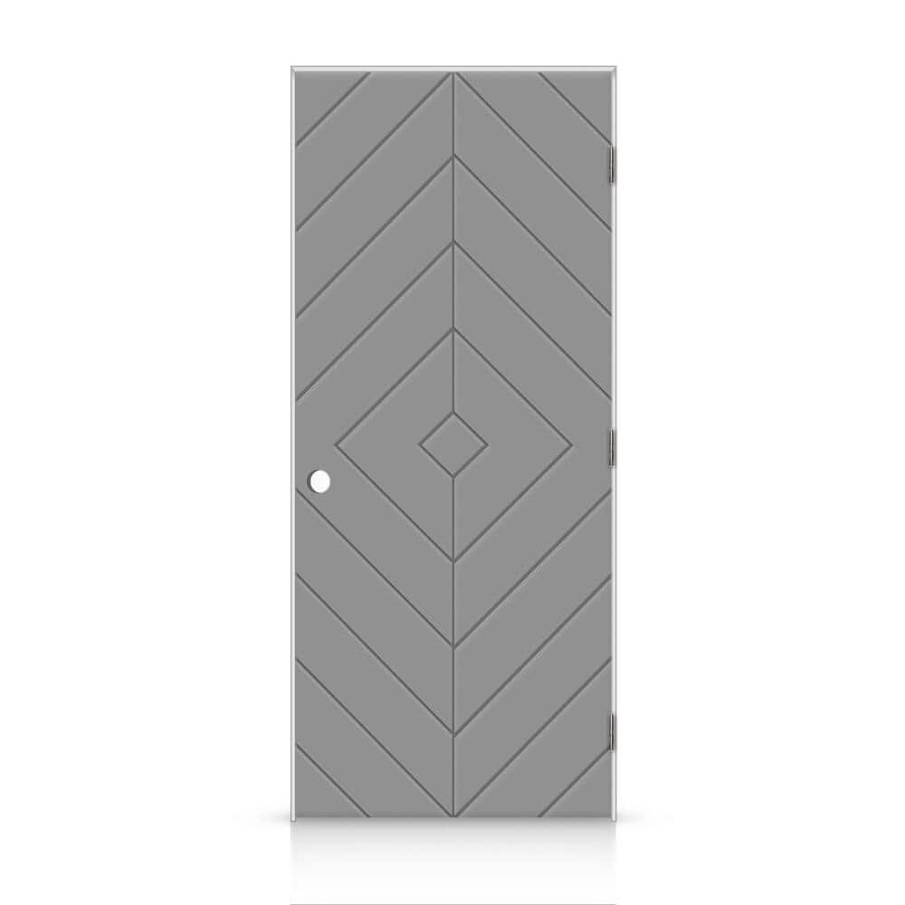 24 in. x 84 in. Diamond Left-Handed Hollow-Core Light Gray Painted Smooth Composite Single Prehung Interior Door price history on PriceWatchPro