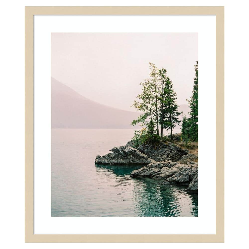 Smoky Lake Day Natural Wood Framed Scenic Landscape Print
