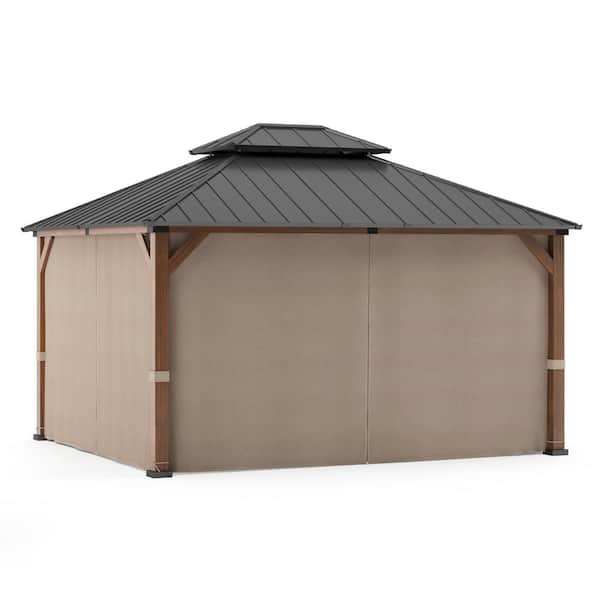 LUE BONA Karot 12 ft. x 14 ft. Brown Hardtop Wood Grain