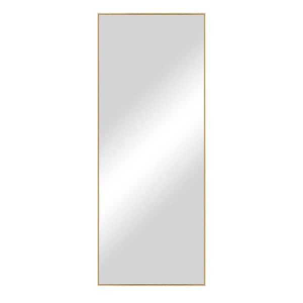 Unbranded 20 in. W x 59 in. H Rectangular Aluminum Framed Wall Mount or Floor Standing Modern Bathroom Vanity Mirror Gold