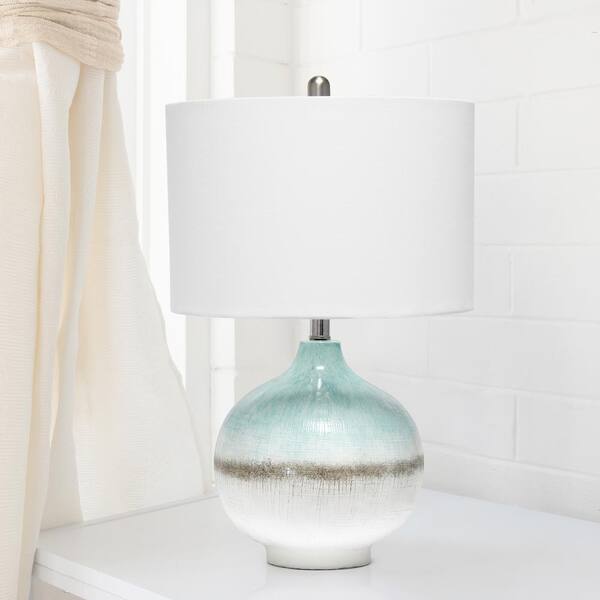 UK SELLER Modern Ceramic Table Lamp small bedside lamp aqua blue simple mains 