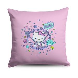 Hello Kitty Seashell Kitty 18 in. x 18 in. Printed Multi-Color Throw Pillow