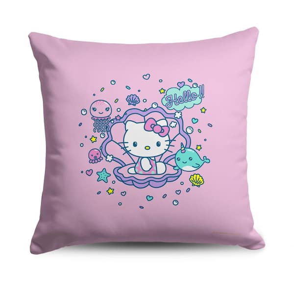 THE NORTHWEST GROUP Hello Kitty Seashell Kitty 18 in. x 18 in. Printed Multi Color Throw Pillow 1SAN695000037RET The Home Depot