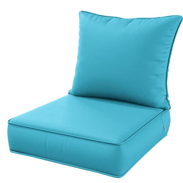 WNP 24 in. x 24 in. x 5 in. Square Outdoor Deep Seating Cushion Set Seat and Back Cushion for Lounge Chair Lake Blue