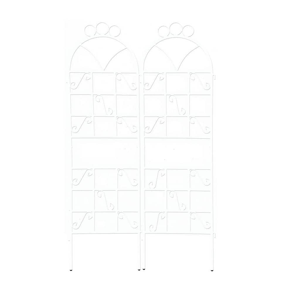 Cream White 72 in. Metal Garden Trellis for Climbing Plants, Outdoor Rustpr