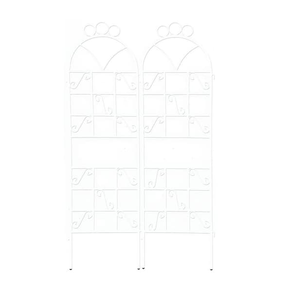 Unbranded Cream White 72 in. Metal Garden Trellis for Climbing Plants, Outdoor Rustproof Sturdy Trellis Plant Support (2-Pack)