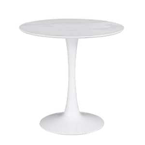 30 in. White Marble Top Pedestal Dining Table (Seat of 2)