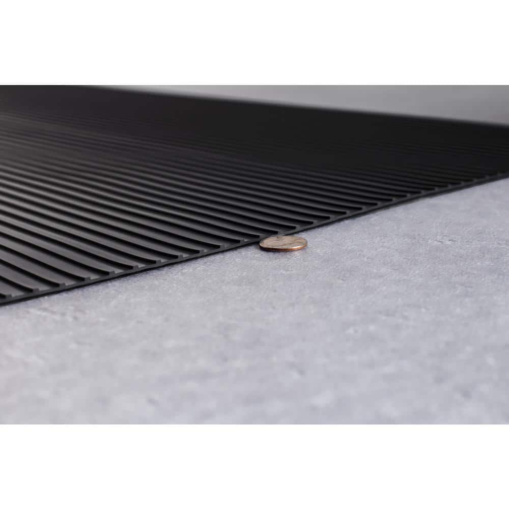Midnight Black Ribbed PVC Garage Flooring Roll, 8.5 ft x 22 ft