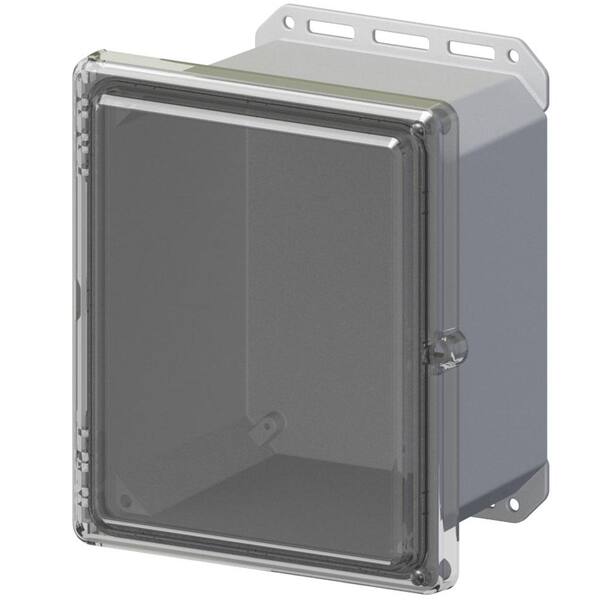 Serpac 11.8 in L x 10.2 in W x 7.5 in H Cabinent Enclosure Polycarbonate Clear Hinged Screw Top Gray Bottom