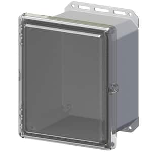 9.7 in. L x 8.2 in. W x 5.5 in. H Polycarbonate Gray Hinged Screw Top Cabinet Enclosure with Gray Bottom