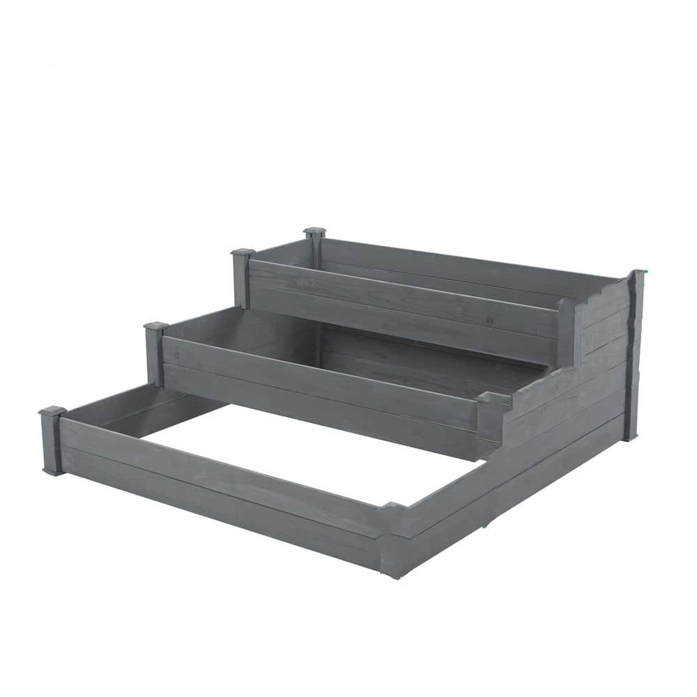 48.6 in. L x 21 in. H Solid Wood Raised Garden Bed, Outdoor Elevated Flower