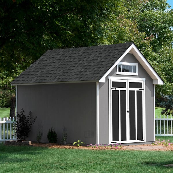Handy Home Products Do-It Yourself Tribeca 10 ft. W x 12 ft. D Outdoor Wood Shed with Floor (120 sq. ft.)