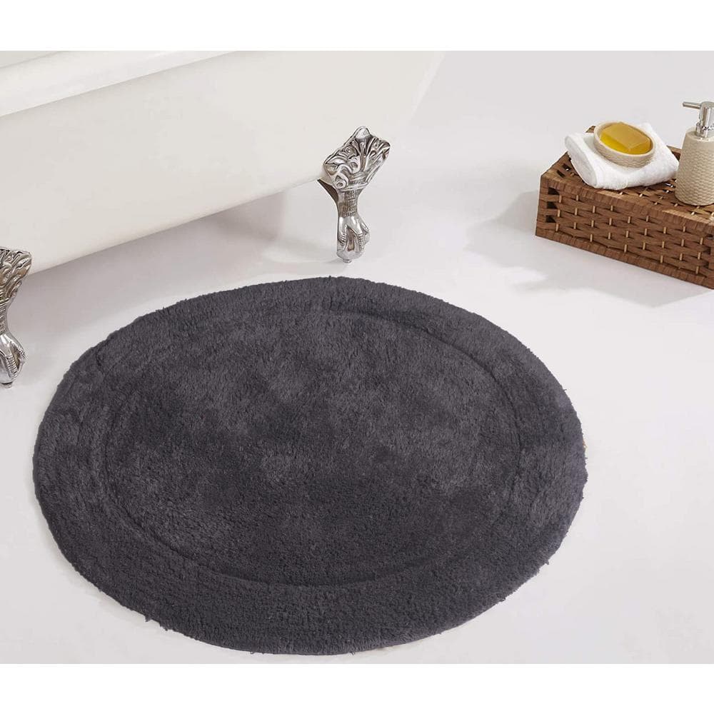 Waterford Luxury 30" Round Plush Gray Cotton Bath Rug