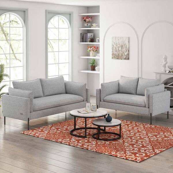Modern 90.5'' Fabric Sofa with Removable Pillows and Thick Seat