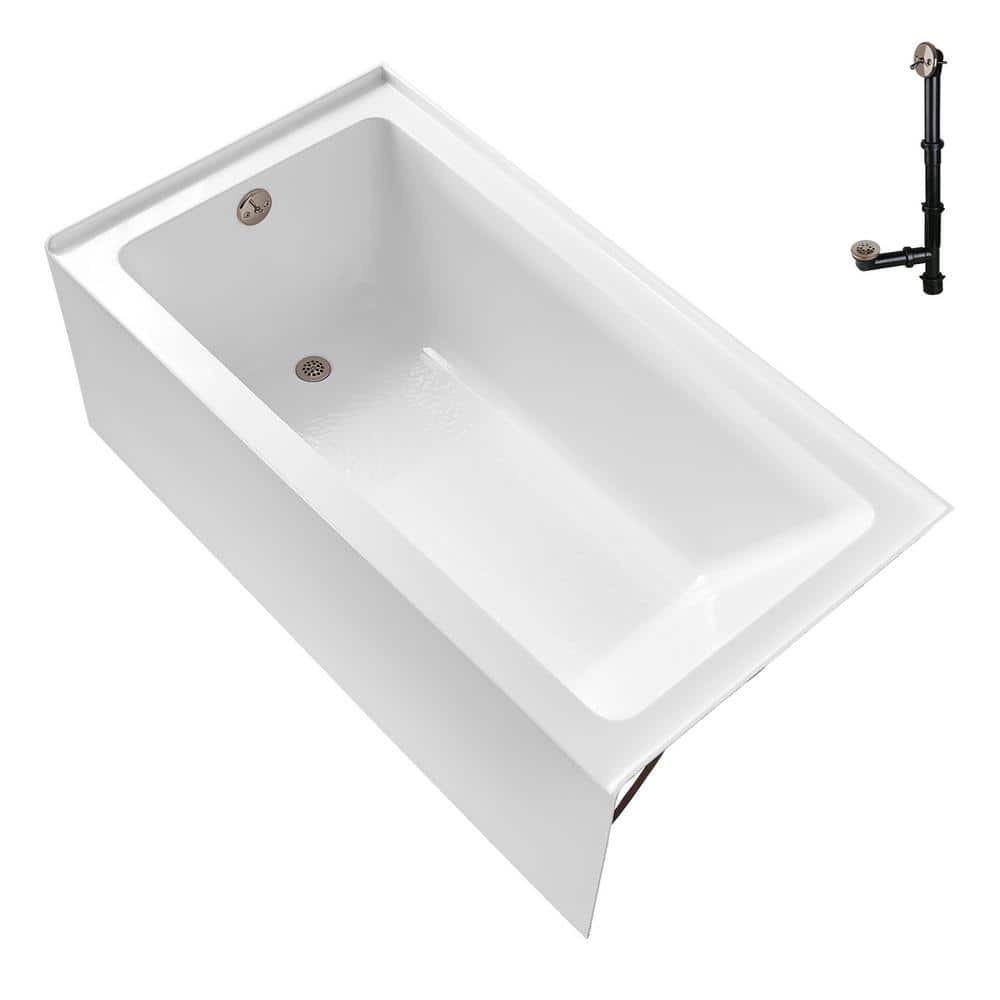 GA-300-2-BNK 60 in. x 30 in. Acrylic Soaking Alcove Bathtub in Glossy White with Left-Hand Drain in Brushed Nickel price history on PriceWatchPro