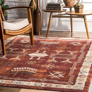 Edith Transitional Tribal Red 5 ft. x 8 ft. Area Rug
