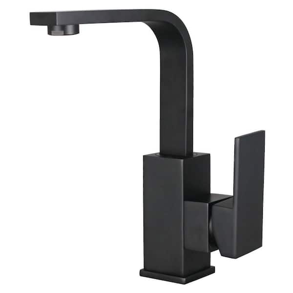 Kingston Brass Claremont Single-Handle Single Hole Bathroom Faucet with Push Pop-Up in Matte Black