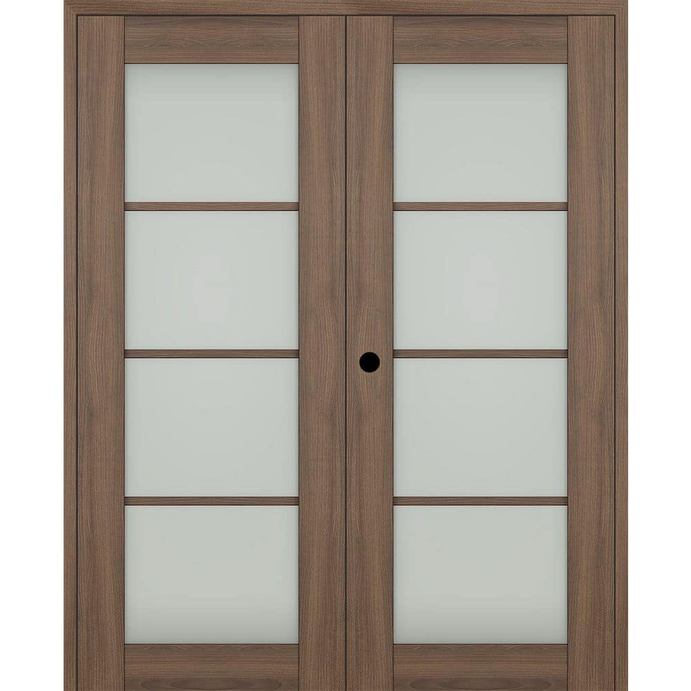 Avon 4 Lite N 56 in. x 96 in. Right Active 4-Lite Frosted Glass Pecan Nutwood Wood Composite Double Prehung French Door price history on PriceWatchPro