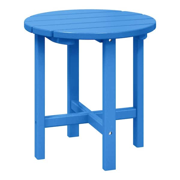WESTIN OUTDOOR Mason 18 in. Pacific Blue Poly Plastic Fade Resistant Outdoor Patio Round Adirondack Side Table