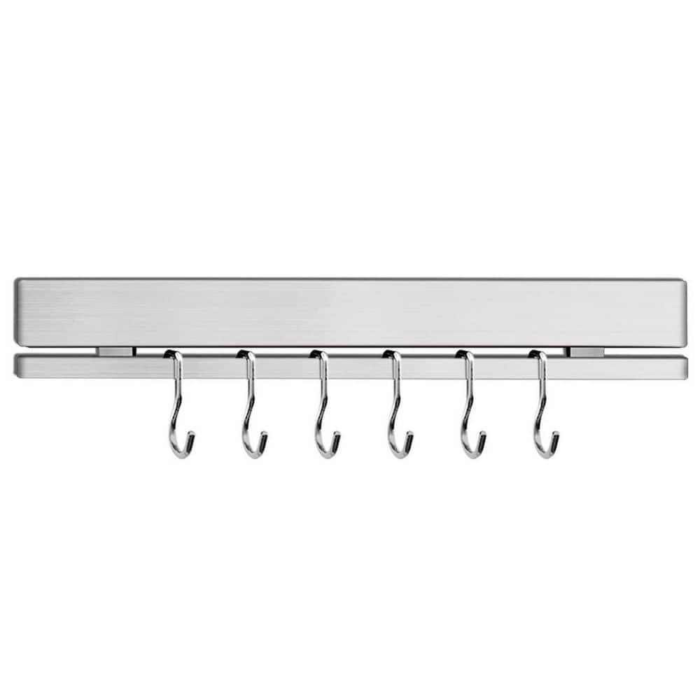 12 in. Stainless Steel Double Magnetic Knife Holder Bar for Refrigerator with 6 Hooks, Wall Mount Rack Storage price history on PriceWatchPro