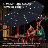 PASAMIC 10 ft. Aluminum Solar Led Market Umbrella Outdoor Patio Umbrella with Base 32 LED Lights in Navy Blue A0AB13E0-B1B01
