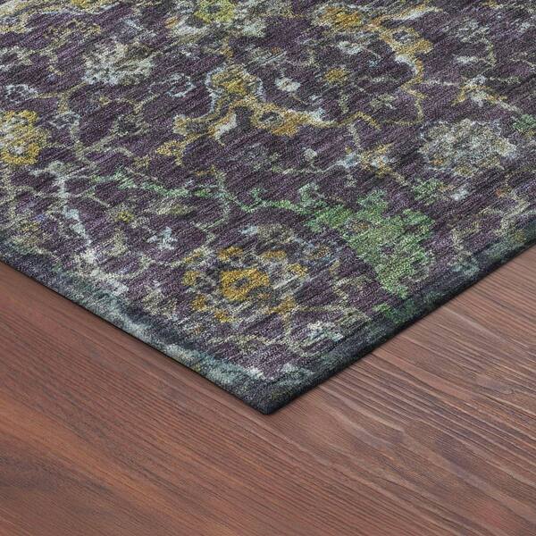 Chantille Machine Washable Indoor/Outdoor Abstract ACN2359 Plum 8 ft. x 8 ft. Round Rug