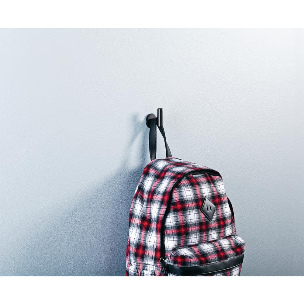 Flat Black Metal Single Post Hook for Coats and Hats
