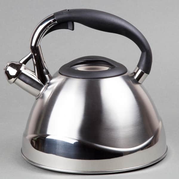 Home-X Whistling Tea Kettle - Cat Style, Stovetop Kettle, Enamel Steel, Vintage Style, Cute Animal Design, Teapot for Home Kitchen, 1.9 Quart, White