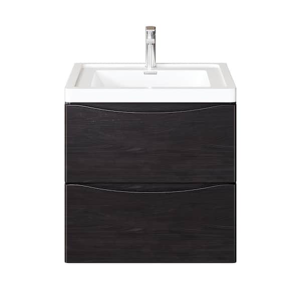 Smile 24 in. Single Sink Floating Chestnut Bath Vanity with White Acrylic Top (Assembled)