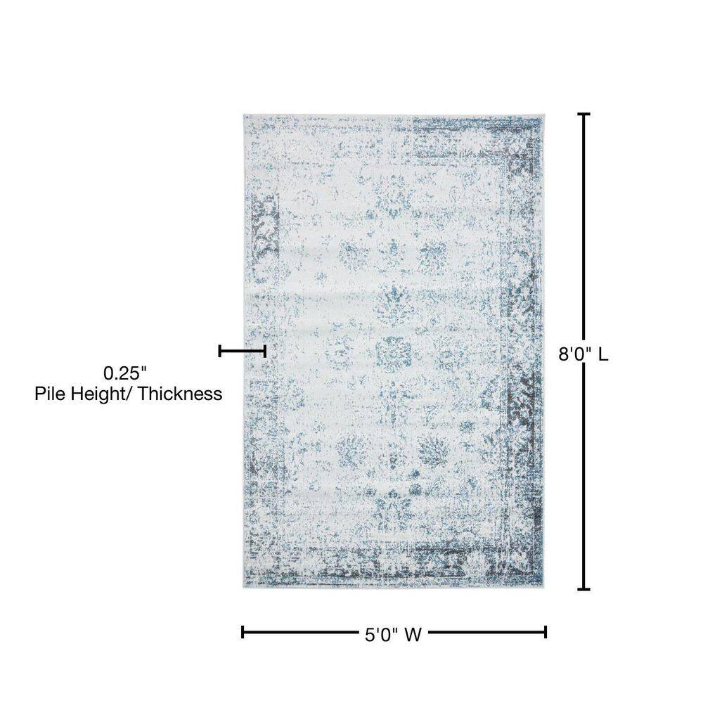 Casino Sofia Light Blue 5' 3" x 8' Rectangular Easy-Care Rug