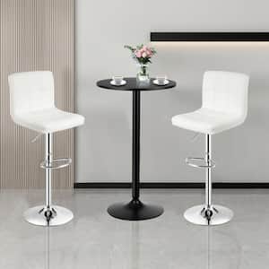 24 in. Pub Table Set Round Bar Table and 2-Adjustable Bar Stools White (3-Pieces)