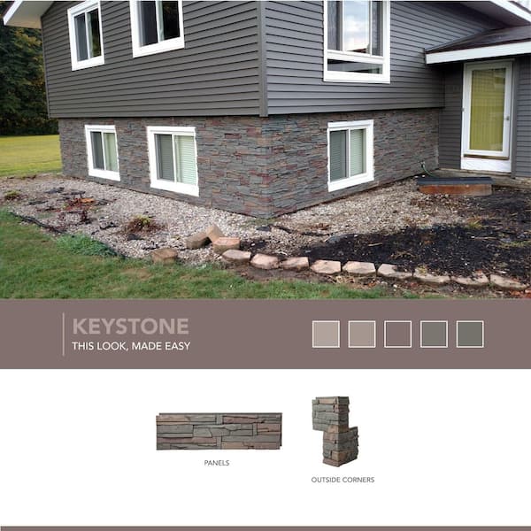 GenStone 42 in. W x 12 in. L Keystone Faux Stone Panel Siding