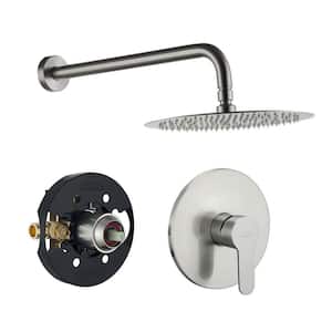 1-Spray Patterns with 1.8 GPM 10 in. Wall Mount Round Fixed Shower Head in Brushed Nickel (Valve Included)