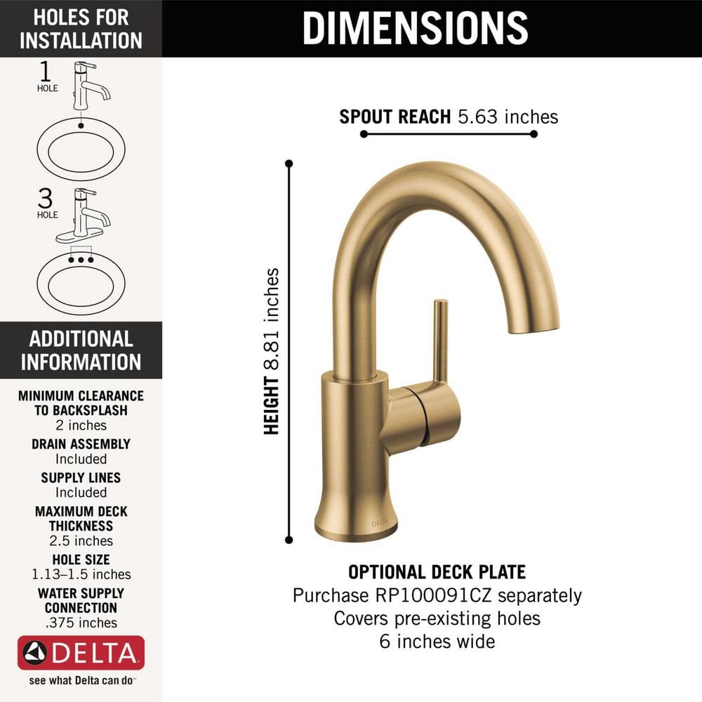 Sleek European-Inspired Champagne Bronze Single Hole Bathroom Faucet