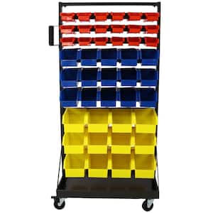 Multi-Size Bin Shelving Systems Storage Organizer with Locking Wheels for Shop Garage and Home (90-Parts)